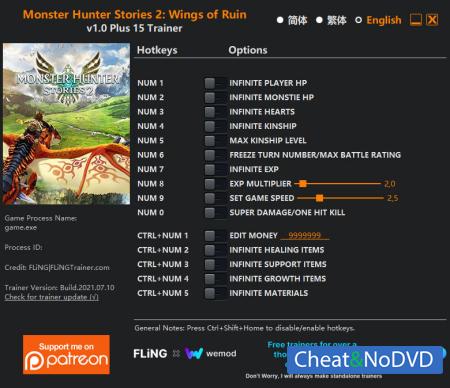 Monster Hunter Stories 2: Wings of Ruin  Trainer +15 v1.0 {FLiNG}