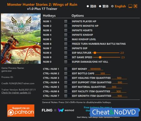 Monster Hunter Stories 2: Wings of Ruin  Trainer +17 v1.0 {FLiNG}