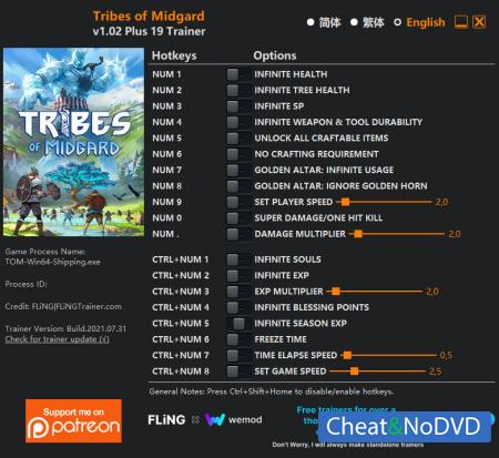 Tribes of Midgard  Trainer +19 v1.02 {FLiNG}