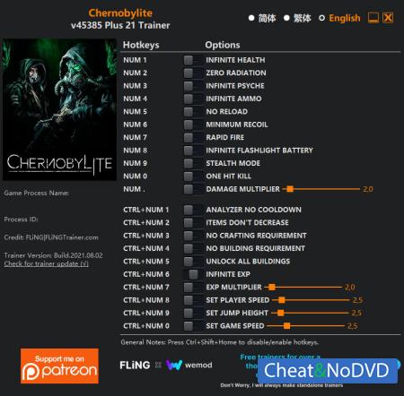 Chernobylite  Trainer +21 v45385 {FLiNG}