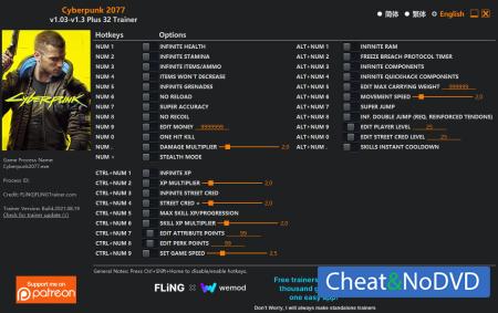 Cyberpunk 2077  Trainer +32 v1.3 {FLiNG}