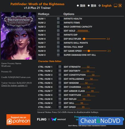 Pathfinder: Wrath of the Righteous  Trainer +21 v1.0 {FLiNG}