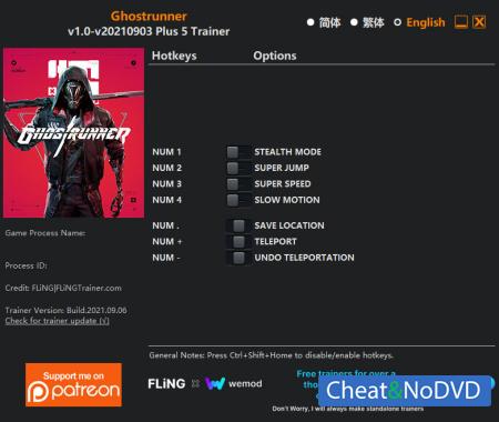 Ghostrunner  Trainer +5 v2021.09.06 {FLiNG}