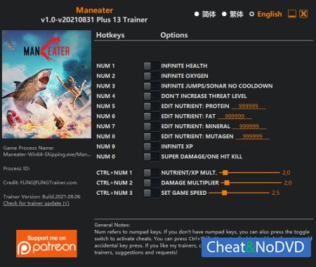 Maneater  Trainer +13 v2021.08.31 {FLiNG}
