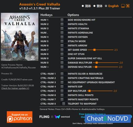 Assassin's Creed: Valhalla  Trainer +19 v1.3.1 {FLiNG}