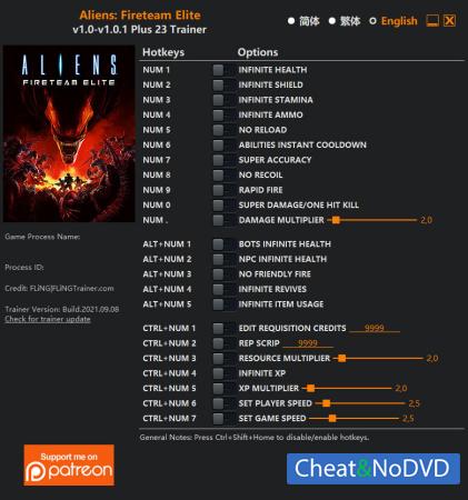 Aliens: Fireteam Elite  Trainer +16 v1.0.1 {FLiNG}