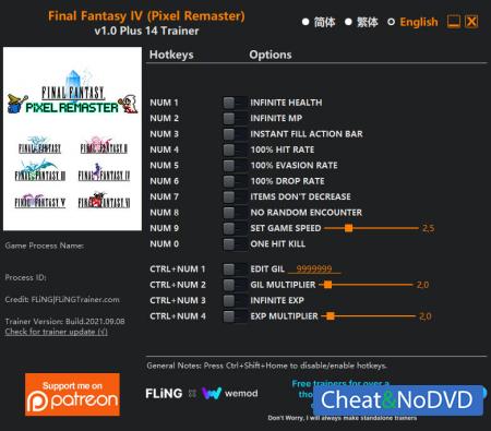 Final Fantasy IV (Pixel Remaster)   Trainer +14 v1.0 {FLiNG}