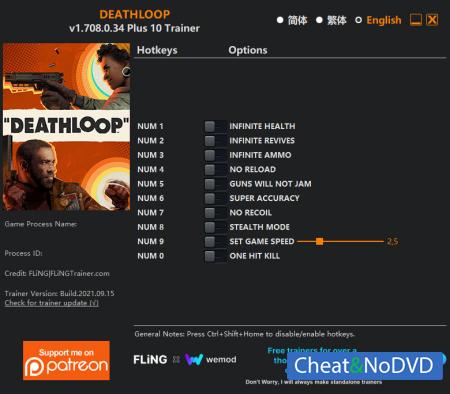 DEATHLOOP  Trainer +10 v1.708.0.34 {FLiNG}