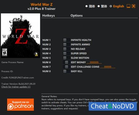 World War Z  Trainer +8 v2.0 {FLiNG}