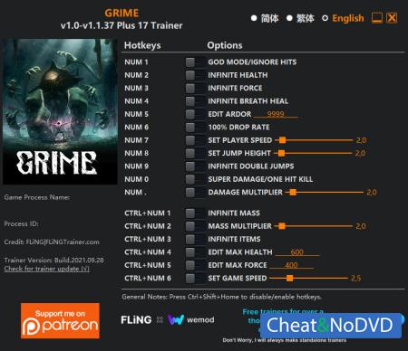 GRIME  Trainer +17 v1.1.37 {FLiNG}