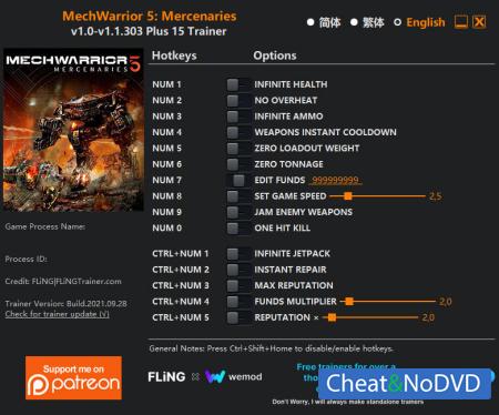 MechWarrior 5: Mercenaries  Trainer +15 v1.1.303 {FLiNG}