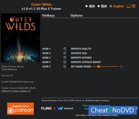 Outer Wilds  Trainer +5 v1.1.10 {FLiNG}