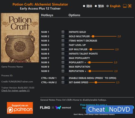 Potion Craft: Alchemist Simulator  Trainer +12 Early Access 2021.10.03 {FLiNG}