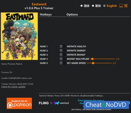 Eastward  Trainer +5 v1.0.6 {FLiNG}