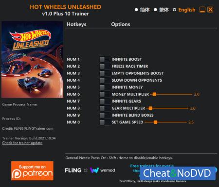 Hot Wheels Unleashed  Trainer +10 v1.0 {FLiNG}