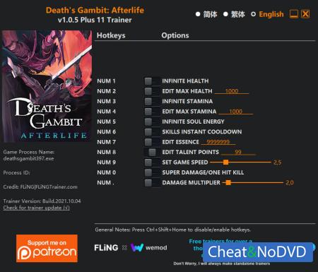 Death's Gambit: Afterlife  Trainer +11 v1.0.5 {FLiNG}