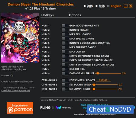 Demon Slayer -Kimetsu no Yaiba- The Hinokami Chronicles  Trainer +15 v1.02.0 {FLiNG}