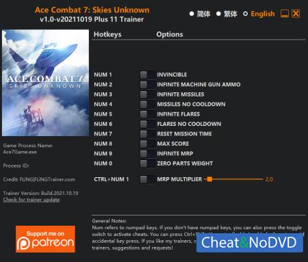 Ace Combat 7: Skies Unknown  Trainer +11 v2021.10.19 {FLiNG}