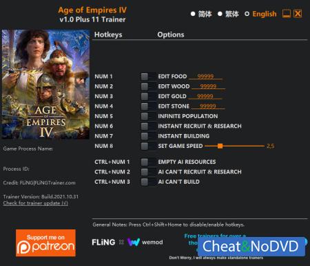 Age of Empires IV  Trainer +11 v1.0 {FLiNG}