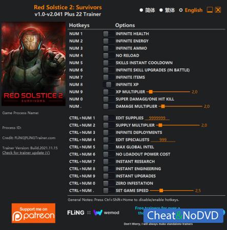 Red Solstice 2: Survivors  Trainer +22 v2.041 {FLiNG}