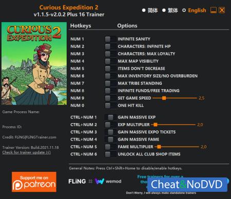 Curious Expedition 2  Trainer +16 v2.0.2 {FLiNG}