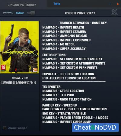 Cyberpunk 2077  Trainer +17 v1.31 {LinGon}