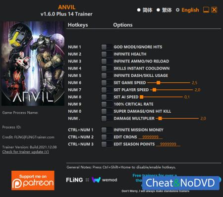 ANVIL  Trainer +14 v1.6.0 {FLiNG}