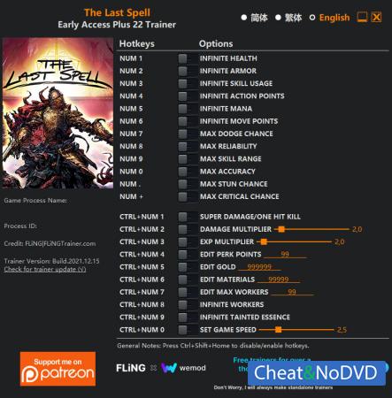 The Last Spell  Trainer +22 Early Access 2021.12.15 {FLiNG}