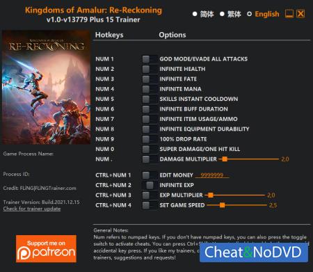 Kingdoms of Amalur: Re-Reckoning  Trainer +15 v13779 {FLiNG}