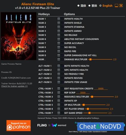 Aliens: Fireteam Elite  Trainer +23 v1.0.2.92140 {FLiNG}