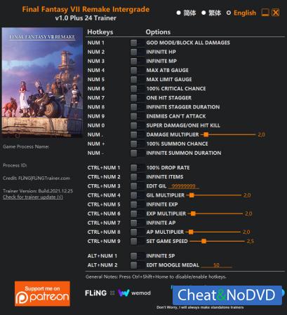 Final Fantasy VII Remake Intergrade  Trainer +24 v1.0 UP 2021.12.25 {FLiNG}