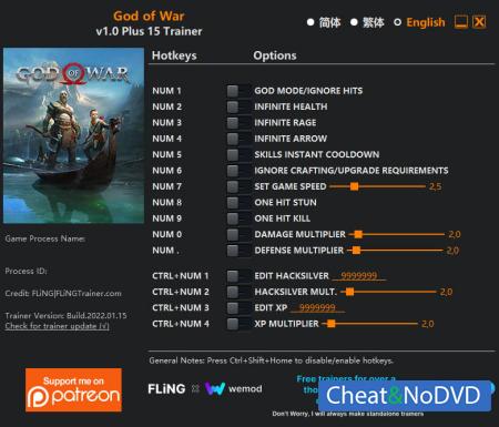 God of War  Trainer +15 v1.0 {FLiNG}