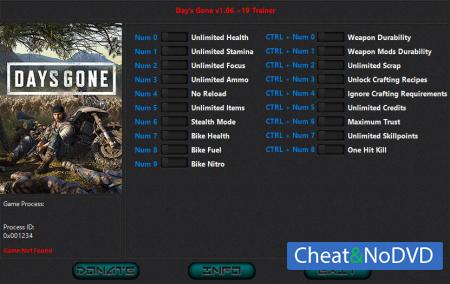 Days Gone  Trainer +19 v1.06 {HoG}