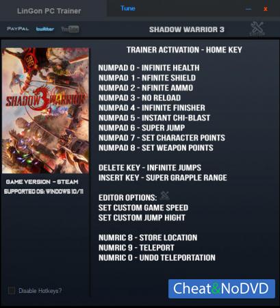 Shadow Warrior 3  Trainer +15 v1.0.1 {LinGon}