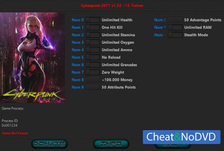 Cyberpunk 2077  Trainer +13 v1.52 {HoG}