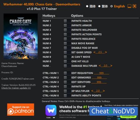 Warhammer 40.000: Chaos Gate - Daemonhunters  Trainer +17 v1.0 {FLiNG}