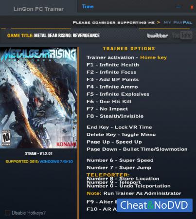 Metal Gear Rising: Revengeance  Trainer +21  v14.04.2022 {LinGon}