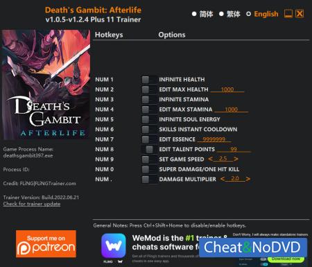 Death's Gambit: Afterlife  Trainer +11 v1.2.4 {FLiNG}