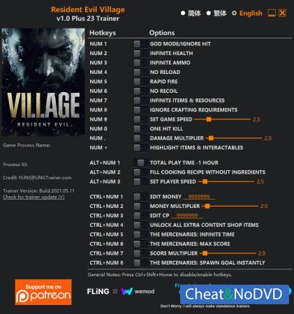 Resident Evil Village  Trainer +23 v1.0 {FLiNG}