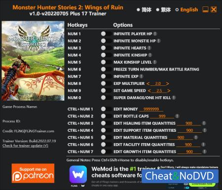 Monster Hunter Stories 2: Wings of Ruin  Trainer +17 v2022.07.19 {FLiNG}