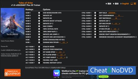 Tales of Arise  Trainer +29 v04.07.2022 {FLiNG}