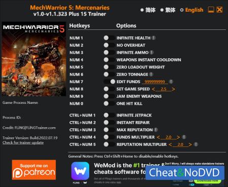 MechWarrior 5: Mercenaries  Trainer +15 v1.1.323 {FLiNG}