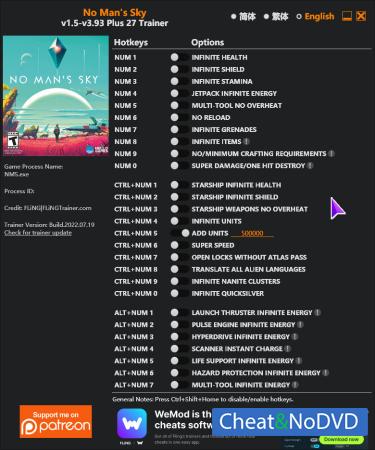 No Man's Sky  Trainer +27 v3.93 {FLiNG}