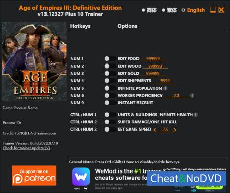 Age of Empires III: Definitive Edition  Trainer +13 v13.12327 {FLiNG}