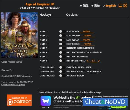 Age of Empires IV  Trainer +11 v17718 {FLiNG}