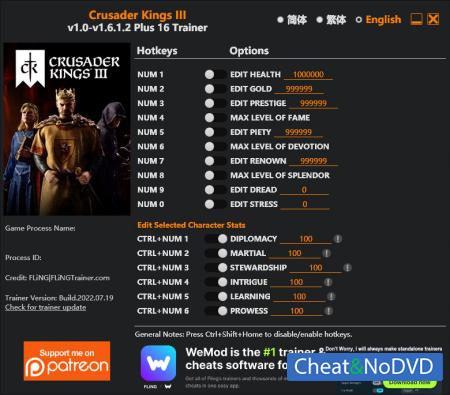Crusader Kings 3  Trainer +16 v1.6.1.2 {FLiNG}