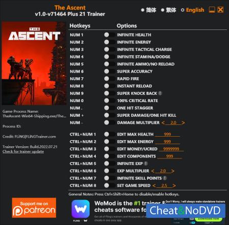 The Ascent  Trainer +21 v71464 {FLiNG}