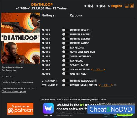 DEATHLOOP  Trainer +13 v1.772.0.36 {FLiNG}