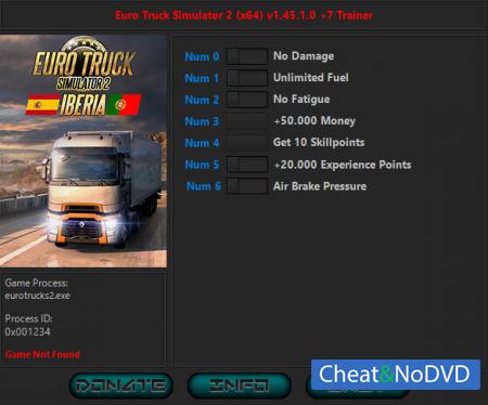 Euro Truck Simulator 2  Trainer +7 v1.45.1.0 {HoG}