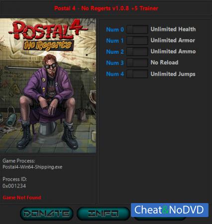 Postal 4: No Regerts  Trainer +5 v1.0.8 {HoG}